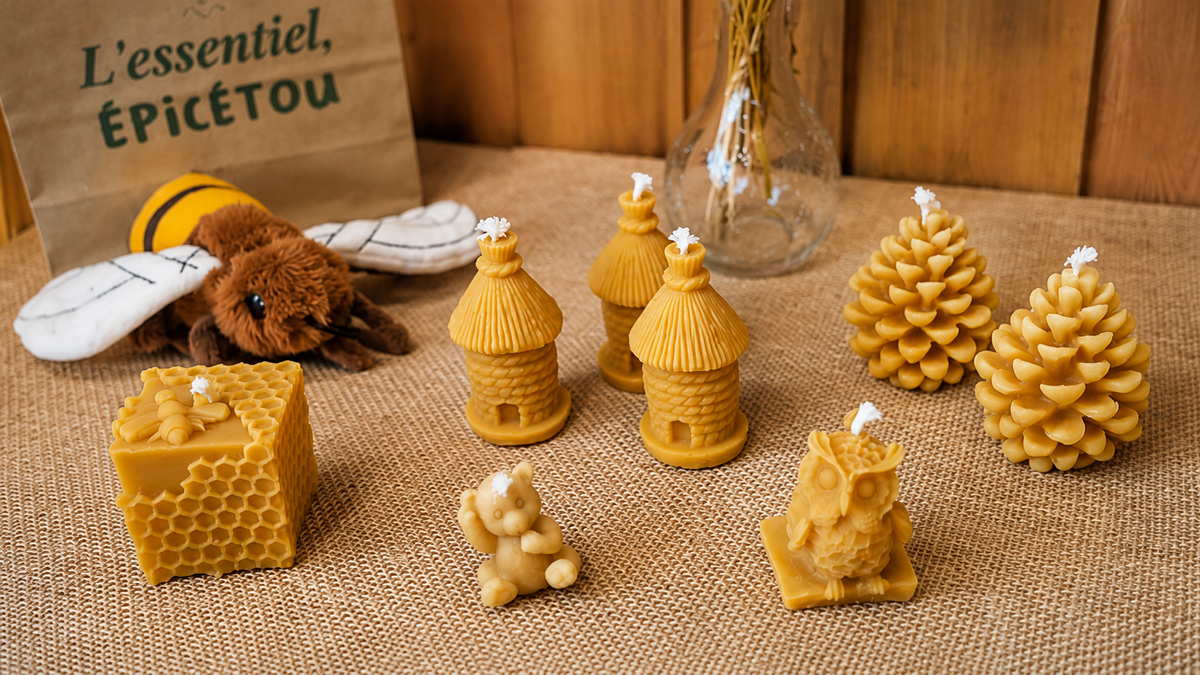 Gamme bougies artisanales en pure cire d'abeille boutique office de tourisme Pays des Achards