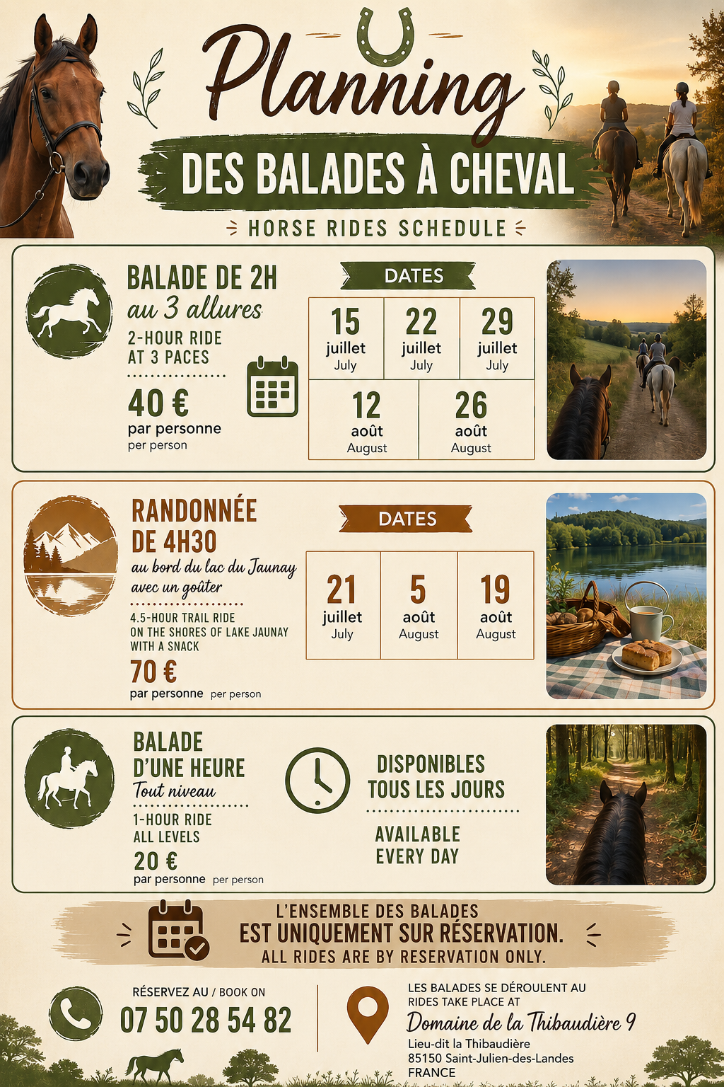 Vacances d&rsquo;été – Domaine de la Thibaudière