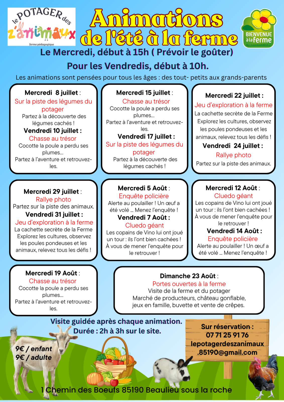 Animations de l&rsquo;été au Potager des Z&rsquo;Animaux