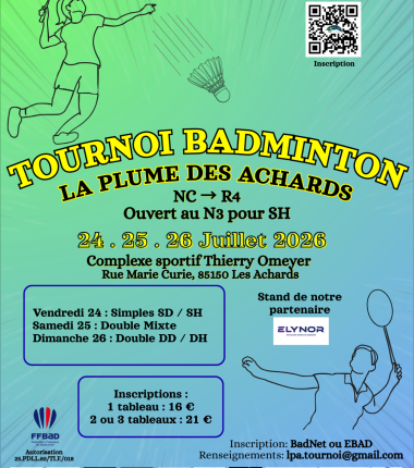 Tournoi Estival National Badminton des Achards
